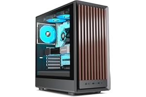 FOIFKIN M1 PC Gehäuse - Holz-Walnuss-Front, vorinstallierter 4 PWM ARGB-Lüfter, ATX Mid-Tower Gaming-PC-Gehäuse, mit Typ-C,Schwarz (Schwarz, M1)