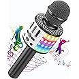 Karaoke Wireless Microphone, 5 in 1 Bluetooth Microphone with Dancing LED Lights, Portable Singing Mic Karaoke Machine Speaker, Home KTV Karaoke Player for Kids Adults Party Support Android iOS Device