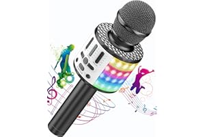 MICQUTR Karaoke Mikrofon, Drahtloses Bluetooth Mikrofon für Kinder, LED Dynamische Mikrofone, Geschenke für Teenager Mädchen Jungen, Tragbares Zuhause KTV Microphone Party Lautsprecher für Smartphone PC