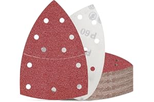 KONGMING 50 Pcs Mouse Sanding Pads 60 Grit 11 Hole Detail Sander Paper for Multi Electric Sander