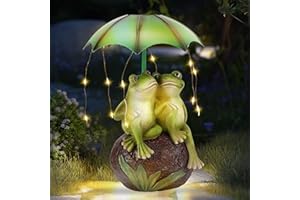 Wowlela Statue de Jardin en Forme de Grenouille Solaire, Figurine Grenouille Résine Étanche avec Lumières LED à énergie Solaire, Statue Jardin Exterieur pour Terrasse Cour Pelouse Décorations