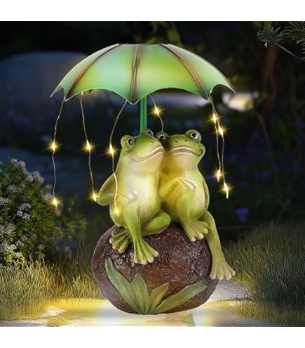 OKESYO Kikker tuinfiguren met solarlampen voor buiten, waterdicht