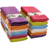 briebe Home 12 Terry Kitchen Towels, 100% Cotton, 50 x 50 cm, Made in Portugal, Multicolor with Embroidered Design, Set of So