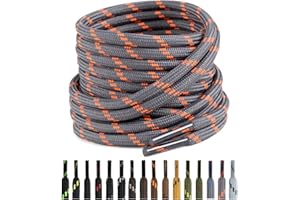 Puzeam 2 Paire Lacets Ronds pour Bottes, Lacets Résistants et Durables pour Chaussures de Travail, Chaussures de Randonnée, Chaussures de Sécurité