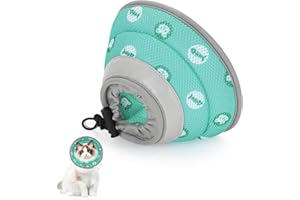 HAPPY HACHI Collar Isabelino Gato con Ajustable, Collar de Recuperación Suave Anti Lamidas para Gatos, Cono después de la Cirugía y Lesiones (Verde, M)