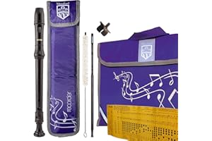 BARNES & MULLINS Aulos 303N Elite Descant Recorder School Starter Pack – Includes Recorder, Cleaning Mop, Deep Cleaning Rod, Padded Carry Case & Sheet Music Bag – Ideal for Primary School Beginners - Purple