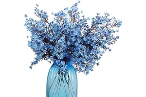 JAKY-Global Künstliche Blumen 6 Stück Getrocknete Unechte Seide Blumen Babysbreath Pflanze Dekoration für Hochzeit Sträuße Haus Garten Party Blumenschmuck(Blue)