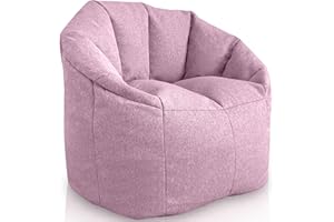 Aiire Sillon Puff Salon de Lujo - [85x85x75] Sofa Puf Moderno en Algodón Premium - Puffs con Relleno Incluido para Adultos o Decoracion Habitacion Juvenil - Bean Bag Chair Infantil XXL Rosado