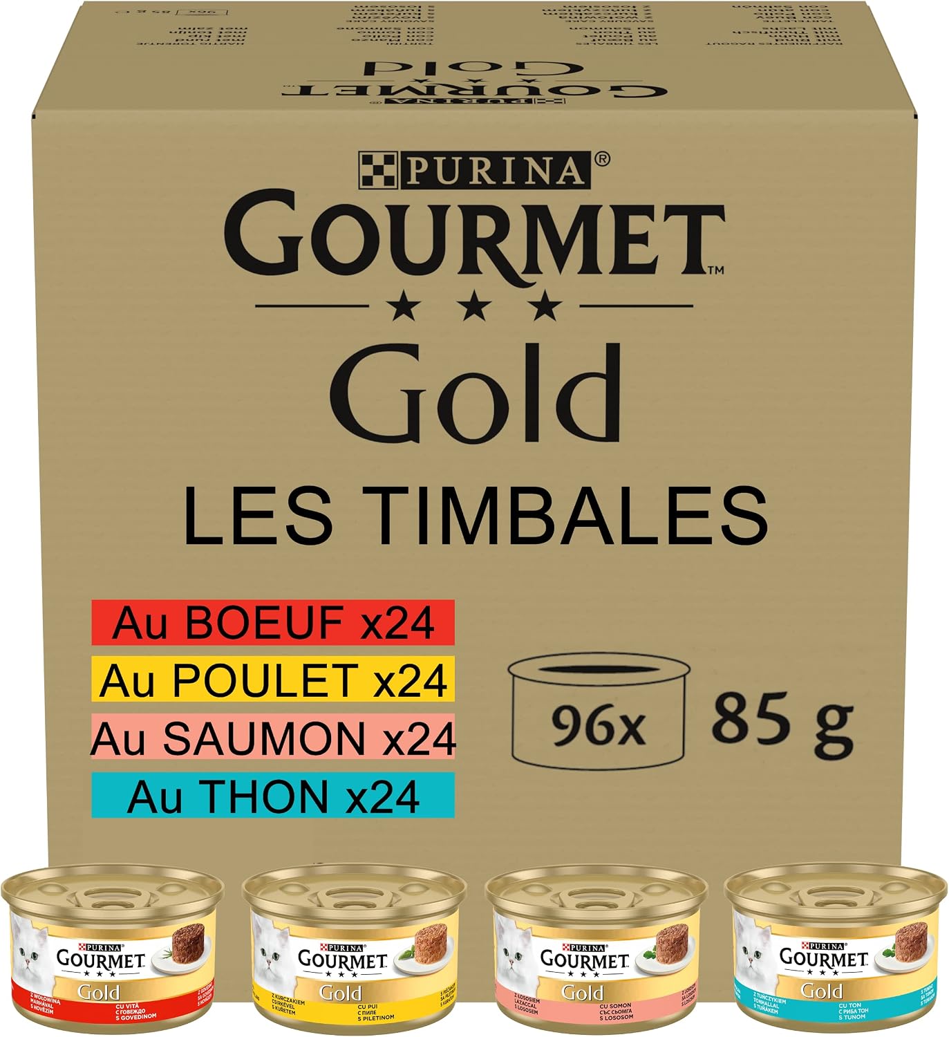 GOURMET GOLD Les Timbales, Lot de 96 x 85 g