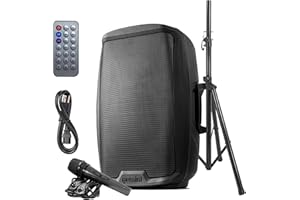 Gemini Sound Sound AS-2115BT-PK Party Bluetooth 15 Woofer 2000W Système Actif PA DJ Bluetooth Haut-parleurs avec Support de Haut-parleur, Microphone / Carte SD USB, entrées XLR avec poignées, TWS
