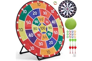 Cheerful Children Toys Jumbo Kids Dart Board XL or XXL, Velcro Dart Board Set for Kids - Reversible Design, Sturdy Stand, 12 Sticky Balls & 6 Darts, Indoor/Outdoor Games Ages 3-8