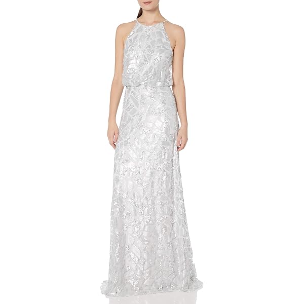 Donna Morgan Women's Penelope High Neck Lace Dress - Elegant Halter Evening Gown
