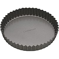 MasterClass KCMCHB33 25 cm Loose Bottomed Tart Tin with PFOA Non Stick, Robust 1 mm Thick Carbon Steel, 10 Inch Fluted Round