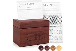 Apace Living Scatola per ricette Sapele con carte e divisori di Apace - Scatola porta ricette in legno stile vintage 4x6 - Esclusivamente dalla collezione Premier - Può contenere 240 carte