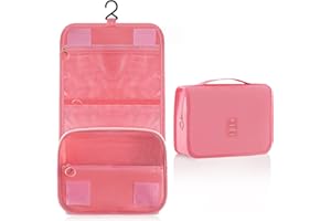 Larlary Kosmetyczka, podróżna kosmetyczka, wodoodporna i wisząca torba toaletowa, Pink, Przenośny