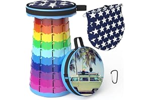 LOCYOP Sgabello telescopico, pieghevole, leggero e portatile, sgabello per adulti, campeggio, escursionismo, pesca, viaggi, barbecue, carico massimo 440lbs, con tasca per cuscino