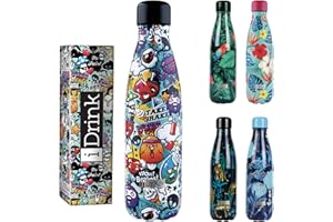 I-Drink Botella Térmica Doble Pared 350/500/750/1.000 ML, Decorada (350 ML, Graffiti)