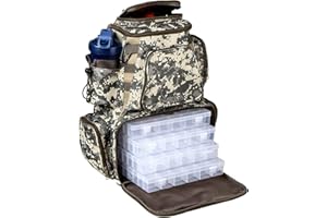 BLACKPEANUT Angelrucksack mit Boxen - AngelnTasche, Angelrucksack, Inklusive 4 Tackleboxen, Zum Organisieren Aufbewahren von Angelzubehör, Blackbass-Angelkoffer, Hecht, Karpfen, Surfcasting