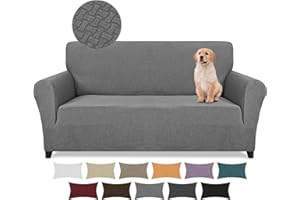 Lydevo Copridivano 2 Posti con Braccioli Fodere per Divano Jacquard Nuovo Spessore Rivestimento per Divano con 2 Copricuscini Universale Divano Protector per Animali,Tattile Jacquard#Grigio Chiaro