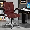 NEWTURN® Maxson Adjustable Handle/Armrest Mid Back (Pre-Assembled) with Heavy Duty Metal Stand Medium Revolving Leatherette Office Chair, Adjustable Height Chair for Study Room Chair (Dark_Brown)