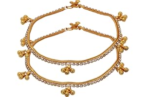 Jwellmart Women's Indian Ethnic Collection Designer Gold Plated Anklets / Pajeb / Payal