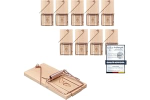 VonBueren 10 x Trappola per topi | Trappole topi in legno | Prodotto in Germania