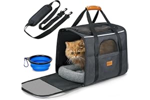 Morpilot Katzentransportbox für große Katzen und Welpen bis 7kg, Katzenbox Hundetasche mit Sicherheit Reißverschlüsse Faltbare Schale, Transportbox Katze Hunde für Der Gang zum Tierarzt Auto Fugzeug