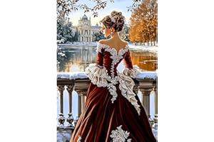 NEWENMO Femme Élégante Diamond Painting Kit pour Adulte,DIY Belle Vue en Hiver Peinture Diamant,Ronde Diamond Peinture,Diamant Painting Set,Pont Cristal Débutant Art Kit,pour Maison Décor 30x40cm