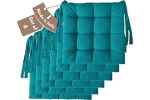 ‎IL TUO ARTIGIANO DESIGN Il Tuo Artigiano Design 6 Stuhlkissen im Set, 40 x 40 cm 6 cm dick, Polsterung aus Schaumstoff und weichem Acryl, Sitzkissen Stuhl 6er Set, Stuhlkissen Outdoor 40x40 (6, Petrol)
