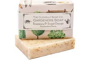 THE CLOVELLY SOAP CO. Clovelly Soap Co Natural Handmade Exfoliating Gardeners Soap Bar with Rosemary, Orange & Ground Olive Stone for all Skin Types 100g