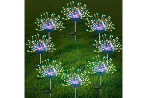 AONESY Gartendeko Solarlicht Aussen, 8 Stück 1600 Leds Wasserdicht Solar FeuerFeuerfeuchter, Solarleuchte Feuerwerk für Garten, Terrasse, Hof, Baume, Party, Festival, Hochzeit Deko(Color)