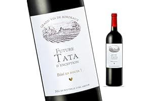 FUNFEST Lot x 2 Etiquettes Bouteille de Vin Bordeaux d'annonce de Grossesse - Future Tata d'exception - Annonce future naissance pour Tata