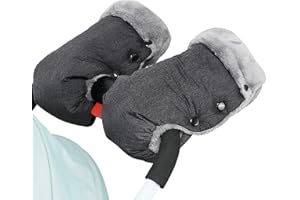 Amzeeniu Guantes Carrito Bebé Manoplas Carrito Bebe con forro polar,Guantes Cochecito bebe Impermeable y Cortaviento Todos los Cochecitos Bicicleta Silla de Ruedas Guantes Carro bebe Invierno(gris)