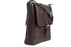 Hudson & James - Leather Designer Genuine Real Napa Handmade Unisex Cross Body Everyday Crossover Work iPad Shoulder Messenger Bag