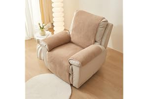LinFortune Recliner Chair Covers Sherpa Fleece Soft Warm Sofa Slipcover Furniture Protector Non-Slip Washable Reclining Chair Cover for Kids, Pets (Camel,22"x82")