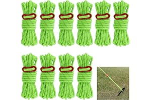 SJDOFU Reflective Tent Guy Ropes, 10 PCS Green Tent Guide Rope Cord, 4M Long Camping Guy Lines 4mm Light-Weight Ropes Cord Tent Guide Lines for Camping