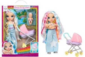 Rainbow High Jr. High Bestie Babysitters – Amaya Raine, 23cm Modna lalka | W zestawie: lalka, sprawny wózek, wyjmowana kołyska, butelka dla niemowląt, grzebień, strój i akcesoria; od 4 do 12+ lat