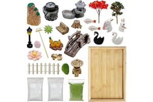 Cayway 26 Pz Zen Garden, Mini Jardín Zen con Bandeja, Decoración de Jardín DIY Zen para Jardín Zen para La Oficina en Casa