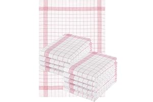 ‎BETZ Betz 10er Set 50 x 70 cm Halbleinen Geschirrtücher extrem strapazierfähig und saugstark Geschirrhandtuch Gläsertuch Jacquard Gläsertücher Küchentuch Handtuch MCT-11 HL rot