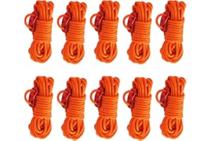 SJDOFU Reflective Tent Guy Ropes, 10 PCS Tent Guide Rope Cord, 4M Long Camping Guy Lines 4mm Light-Weight Ropes Cord Tent Guide Lines for Camping