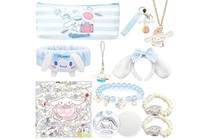 Cinamoroll Headband, Anime Plush Hairband, Compact Mirror, Driflo Makeup Headband, Stickers, Anime Pencil Case, Necklace, Cute Hair Accessories Set, Party Gifts for Fans