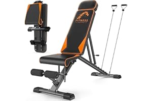 Dskeuzeew Adjustable Weight Bench, 880LBS/400KG Stable Strength Training Bench with Resistance Bands, Fast Folding Multi-Functional Incline/Decline Gym Bench for Home Full Body Workout