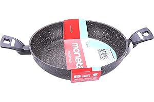 Moneta Hercules Tegame 2 Manici Antiaderente Stone, Alluminio Rivestito, Nero, 28 cm