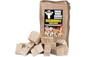 Räucherklötze Smoker Grill Chunks für BBQ Buche Räuchern 2-4 kg XXXL Räucherofen Wood Grillen Smoken Zubehör Smoke Raeuchern Feuerschale Chips Grillmaster, Menge:2 kg
