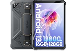 OSCAL Tablette Incassable Android 13, Spider 8 Tablette Durcie 16GB+128GB(1TB TF),13000mAh, 2K/10,1 Pouces/IP68/IP69K/Octa-core/16MP+13MP/GPS/Widevine L1/Dual SIM 4G LTE/5G WiFi Tablette(33W)