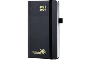 POPRUN Kalendarz Kieszonkowy 2024 2025 Mały 16,5 x 9 cm, 17 Miesięcy od Sierp 2024 r. do Grud 2025 r, Elastyczna opaska, 1 Tydzień 2 Strony, Papier z Certyfikatem FSC® 80 GSM - Czarny