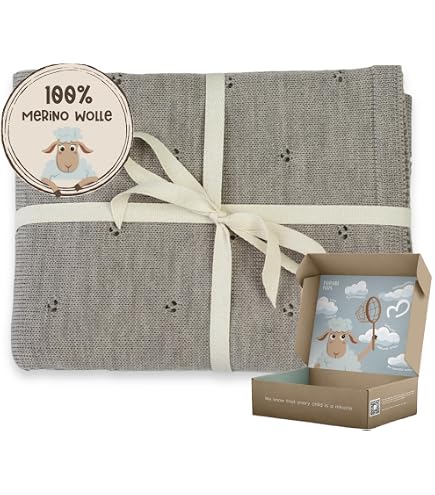 Disana Manta Para Bebé, 100 % Lana Merino Orgánica GOTS, IVN Best | Manta De Punto Suave Con Patrón Ajour | Newborn Baby Niño Niño Unisex