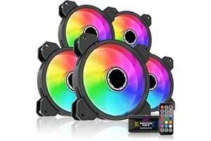 EZDIY-FAB Ventilateur de Boîtier D'ordinateur 120mm,Ventilateur Aura Sync de Carte Mère,Vitesse Réglable,Ventilateur RGB Adressable pour Moyeu de Ventilateur et Remote-5 Pack