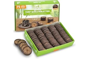 FLORTUS FREUDE AN VIELFALT FLORTUS – Torf Quelltabletten aus Sphagnum Torf mit NPK Dünger – 75 Stück (36 mm) Quelltabs biologisch abbaubar – Alternative zu Torfquelltöpfen – torfhaltige Anzuchterde zur Pflanzen Anzucht