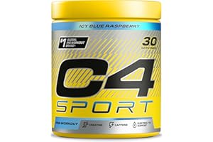 CELLUCOR C4 Sport Pre Workout Powder ICY Blue Raspberry 30 Servings | Zero Sugar Pre Workout with Creatine Monohydrate 3.409g, Beta Alanine 1g, L Citrulline 0.55g, Caffeine 135g | Informed Sport Certified